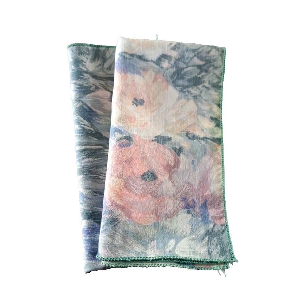 Vintage Watercolor Floral Napkins Pastel Fancy Set of 2 Cottage Country 17"